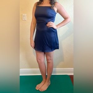 Cute blue satin skater dress / Size L